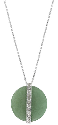 Jewelry - Necklaces-Swarovski-5155510-Aventurine Disk, clear, crystals, green, Mother's Day, necklace, necklaces, silver-tone, stainless steel, Swarovski crystals, Swarovski Jewelry, womens-Watches & Beyond