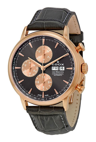 Watches - Mens-Edox-01120-37R-GIR-12-hour display, 40 - 45 mm, chronograph, date, day, Edox, gray, Les Bemonts, mens, menswatches, rose gold plated, round, seconds sub-dial, swiss automatic, watches-Watches & Beyond