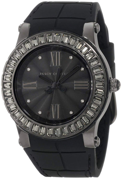 Watches - Womens-Juicy Couture-1900885-35 - 40 mm, black, black PVD case, crystals, HRH, Juicy Couture, Mother's Day, quartz, round, silicone band, watches, womens, womenswatches-Watches & Beyond