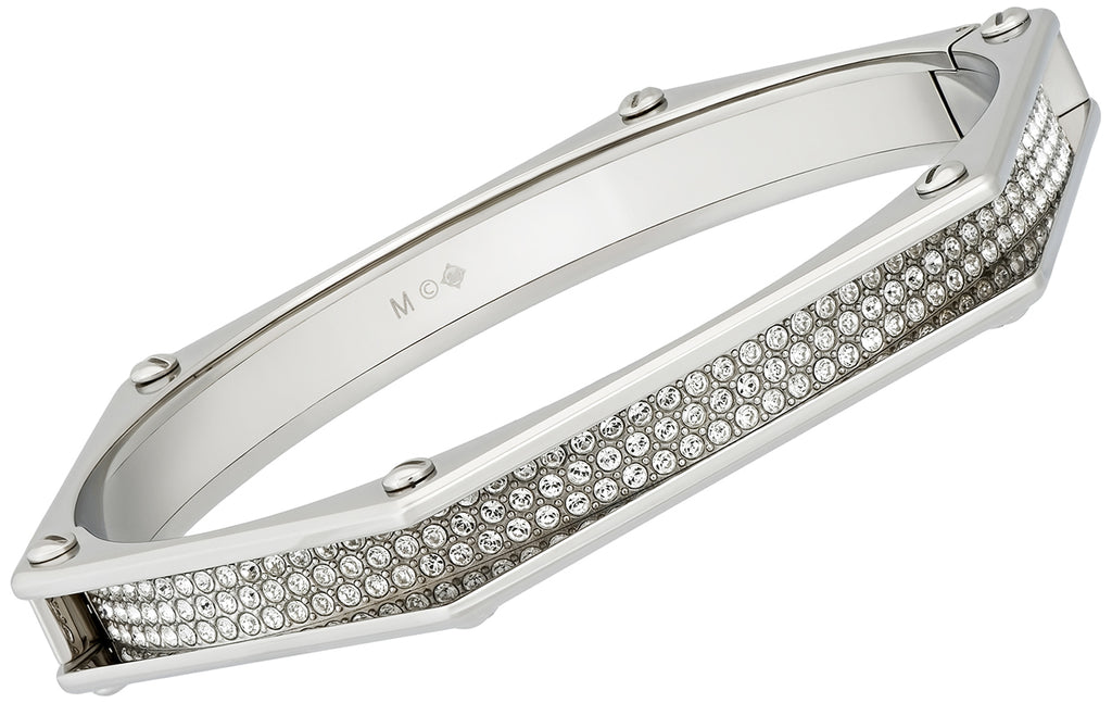 Swarovski Crystal Silver Bangle Bracelet - White