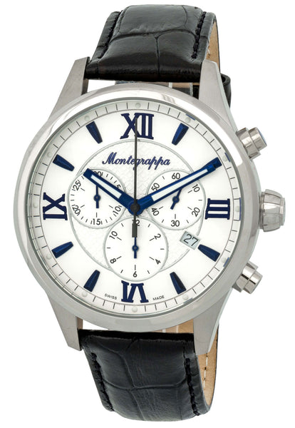 Watches - Mens-Montegrappa-IDFOWCLB-12-hour display, 40 - 45 mm, chronograph, date, Fortuna, leather, mens, menswatches, Montegrappa, round, sale, silver-tone, stainless steel case, swiss quartz, watches-Watches & Beyond