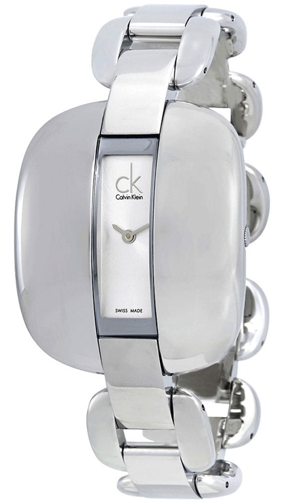 Watches - Womens-Calvin Klein-K2E23138-30 - 35 mm, 35 - 40 mm, Calvin Klein, cushion, new arrivals, rectangle, silver-tone, stainless steel band, stainless steel case, swiss quartz, Treasure, watches, womens, womenswatches-Watches & Beyond