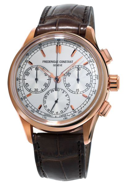 Watches - Mens-Frederique Constant-FC-760V4H4-40 - 45 mm, chronograph, date, Frederique Constant, leather, Manufacture, mens, menswatches, rose gold plated, round, seconds sub-dial, silver-tone, swiss automatic, watches-Watches & Beyond