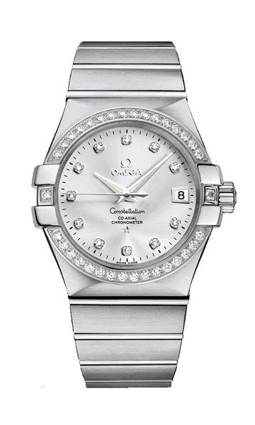 Watches - Womens-Omega-123.15.35.20.52.001-30 - 35 mm, 35 - 40 mm, chronometer, Constellation, date, diamonds / gems, Mother's Day, Omega, round, silver-tone, stainless steel band, stainless steel case, swiss automatic, watches, womens, womenswatches-Watches & Beyond