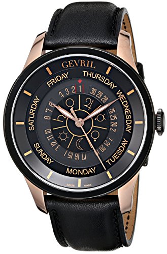 Misc.-Gevril-2004-40 - 45 mm, 45 - 50 mm, black, Columbus Circle, date, Gevril, leather, mens, menswatches, rose gold plated, round, swiss automatic, watches-Watches & Beyond
