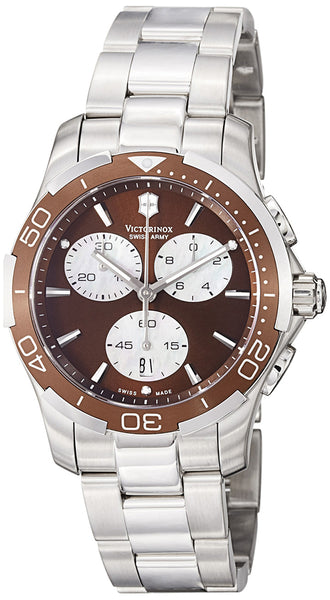 update alt-text with template Watches - Womens-Victorinox Swiss Army-241502-40 - 45 mm, Alliance, brown, chronograph, date, round, seconds sub-dial, stainless steel band, stainless steel case, swiss quartz, Victorinox Swiss Army, watches, womens, womenswatches-Watches & Beyond