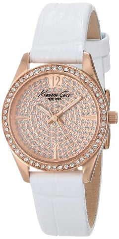 Misc.-Kenneth Cole-10014968-25 - 30 mm, crystals, Kenneth Cole, leather, Mother's Day, quartz, rose gold plated, rose gold-tone, round, watches, womens, womenswatches-Watches & Beyond