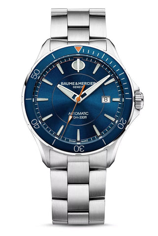 Watches - Mens-Baume & Mercier-M0A10378-40 - 45 mm, baume & mercier, blue, Clifton, date, mens, menswatches, new arrivals, round, stainless steel band, stainless steel case, swiss automatic, watches-Watches & Beyond