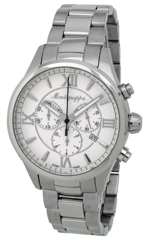 Watches - Mens-Montegrappa-IDFOWCIJ-12-hour display, 40 - 45 mm, chronograph, date, Fortuna, mens, menswatches, Montegrappa, round, sale, silver-tone, stainless steel band, stainless steel case, swiss quartz, watches-Watches & Beyond