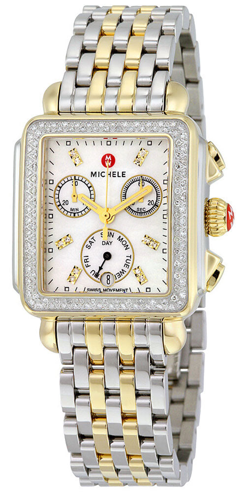 update alt-text with template Watches - Womens-Michele-MWW06P000108-30 - 35 mm, 35 - 40 mm, chronograph, date, day, Deco, diamonds / gems, Michele, mother-of-pearl, new arrivals, rectangle, rpSKU_MWW06P000099, rpSKU_MWW06P000122, rpSKU_MWW21B000148, rpSKU_MWW27E000007, rpSKU_MWW30A000005, seconds sub-dial, stainless steel band, stainless steel case, swiss quartz, two-tone band, two-tone case, watches, white, womens, womenswatches-Watches & Beyond