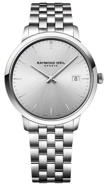 Watches - Mens-Raymond Weil-5585-ST-65001-40 - 45 mm, date, mens, menswatches, new arrivals, Raymond Weil, round, silver-tone, stainless steel band, stainless steel case, swiss quartz, Toccata, watches-Watches & Beyond