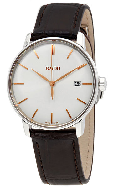 Watches - Mens-Rado-R22864025-35 - 40 mm, Coupole, date, leather, mens, menswatches, Rado, round, silver-tone, stainless steel case, swiss quartz, watches-Watches & Beyond