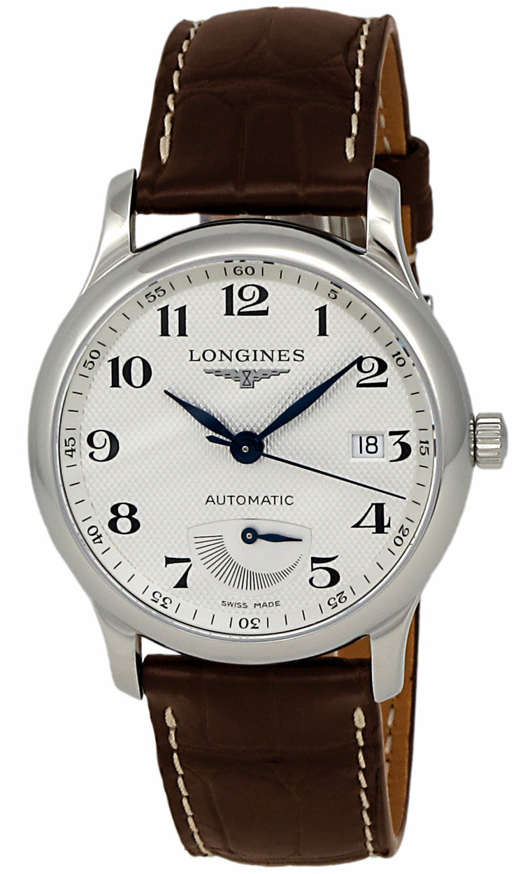 update alt-text with template Watches - Mens-Longines-L27084783-35 - 40 mm, date, leather, Longines, Master Collection, mens, menswatches, new arrivals, power reserve indicator, round, rpSKU_L26734516, rpSKU_L27384516, rpSKU_L28274730, rpSKU_L29104516, rpSKU_L29204517, ship_2-3, silver-tone, stainless steel case, swiss automatic, watches-Watches & Beyond