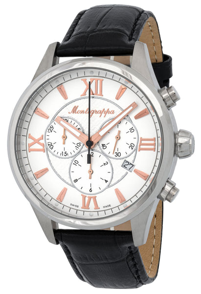 Watches - Mens-Montegrappa-IDFOWCLR-12-hour display, 40 - 45 mm, chronograph, date, Fortuna, leather, mens, menswatches, Montegrappa, round, sale, silver-tone, stainless steel case, swiss quartz, watches-Watches & Beyond