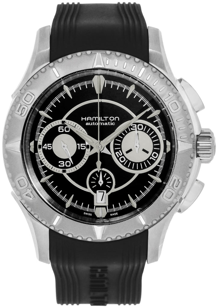 Hamilton Jazzmaster Seaview Stainless Steel Automatic Chronograph Date  Black Rubber Strap Men’s Watch H37616331