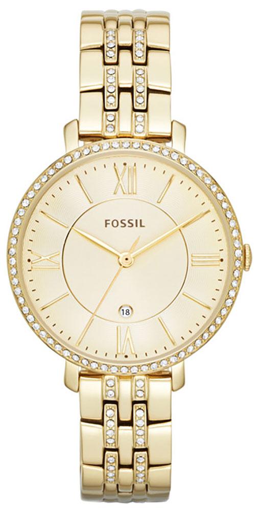 Fossil Jacqueline Gold-Tone Stainless Steel Gold-Tone Dial Crystals Da ...