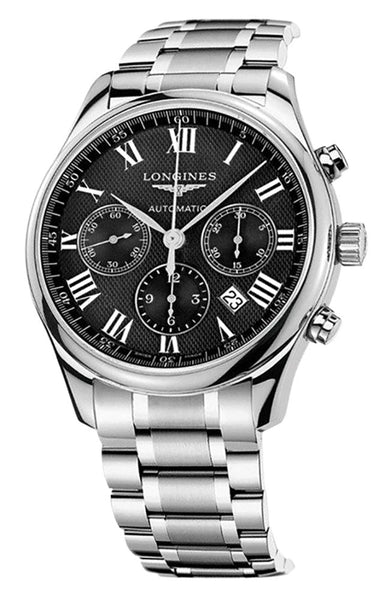 Watches - Mens-Longines-L27594516-12-hour display, 40 - 45 mm, black, date, Longines, Master Collection, mens, menswatches, new arrivals, round, seconds sub-dial, stainless steel band, stainless steel case, swiss automatic, watches-Watches & Beyond