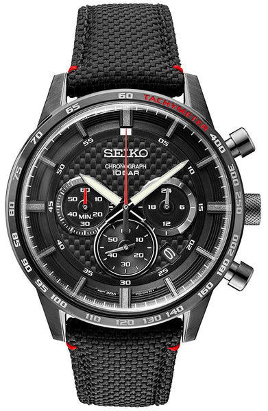 Watches - Mens-Seiko-SSB359P1-24-hour display, 40 - 45 mm, 45 - 50 mm, black, black PVD case, chronograph, date, leather, mens, menswatches, nylon, round, seconds sub-dial, Seiko, tachymeter, watches-Watches & Beyond
