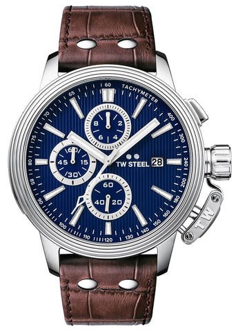 Watches - Mens-TW Steel-CE7010-45 - 50 mm, blue, CEO Adesso, chronograph, date, leather, mens, menswatches, new arrivals, quartz, round, seconds sub-dial, stainless steel case, tachymeter, TW Steel, watches-Watches & Beyond