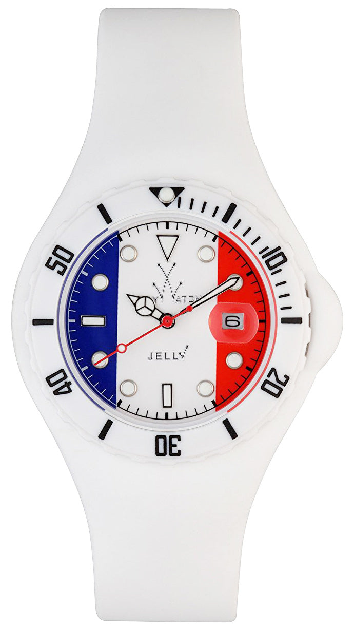 Watches - Mens-ToyWatch-JYF02FR-40 - 45 mm, blue, Jelly Flag, Mother's Day, plasteramic case, quartz, red, round, rubber, ToyWatch, uni-directional rotating bezel, unisex, unisexwatches, watches, white-Watches & Beyond