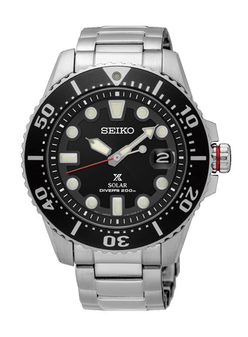 Watches - Mens-Seiko-SNE551P1-40 - 45 mm, black, date, divers, mens, menswatches, new arrivals, Prospex, round, Seiko, solar, stainless steel band, stainless steel case, watches-Watches & Beyond