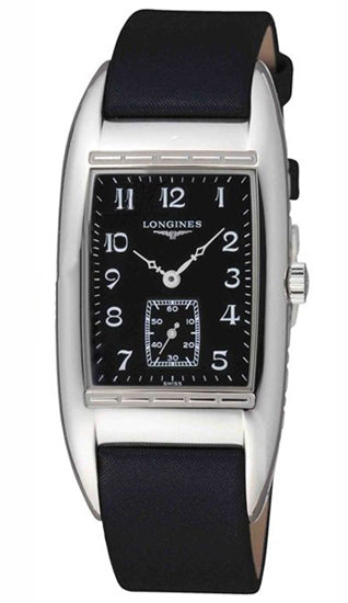 Watches - Mens-Longines-L26944533-25 - 30 mm, BelleArti, black, leather, Longines, men, mens, menswatches, rectangle, satin, seconds sub-dial, stainless steel case, swiss quartz, watches-Watches & Beyond