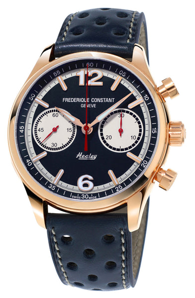 Watches - Mens-Frederique Constant-FC-397HN5B4-40 - 45 mm, blue, chronograph, Frederique Constant, leather, mens, menswatches, rose gold plated, round, seconds sub-dial, special / limited edition, swiss automatic, Vintage Rally Healey, watches-Watches & Beyond