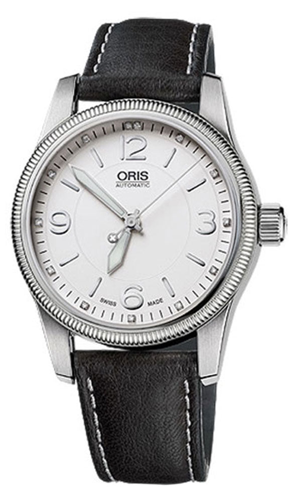 Watches - Mens-Oris-733-7649-4091-LS-35 - 40 mm, leather, mens, menswatches, Oris, round, stainless steel case, swiss automatic, Swiss Hunter Team, watches, white-Watches & Beyond