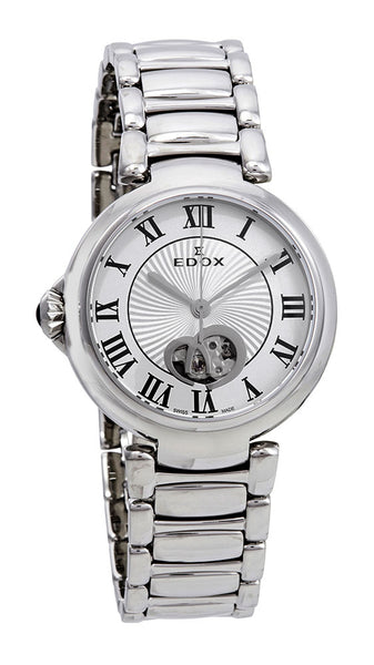 Watches - Womens-Edox-85025-3M-ARN-30 - 35 mm, Edox, LaPassion, Mother's Day, open heart, round, silver-tone, stainless steel band, stainless steel case, swiss automatic, watches, womens, womenswatches-Watches & Beyond