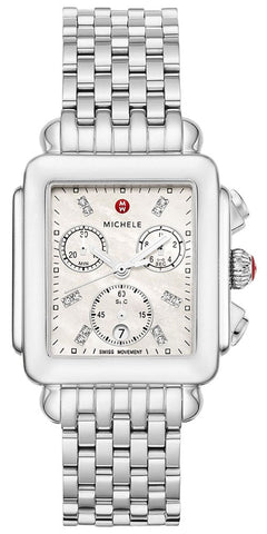 update alt-text with template Watches - Womens-Michele-MWW06A000778-30 - 35 mm, 35 - 40 mm, chronograph, date, Deco, diamonds / gems, Michele, mother-of-pearl, new arrivals, rectangle, rpSKU_MWW03C000516, rpSKU_MWW06P000014, rpSKU_MWW06P000099, rpSKU_MWW06V000001, rpSKU_MWW16E000008, seconds sub-dial, stainless steel band, stainless steel case, swiss quartz, watches, white, womens, womenswatches-Watches & Beyond
