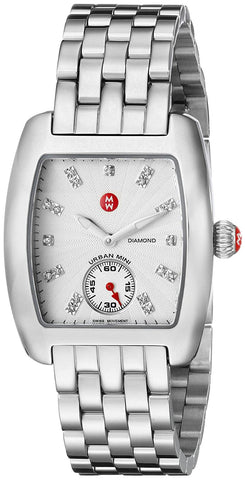 Watches - Womens-Michele-MWW02A000502-25 - 30 mm, diamonds / gems, Michele, new arrivals, seconds sub-dial, silver-tone, stainless steel band, stainless steel case, swiss quartz, tounneau, Urban, watches, womens, womens watches-Watches & Beyond
