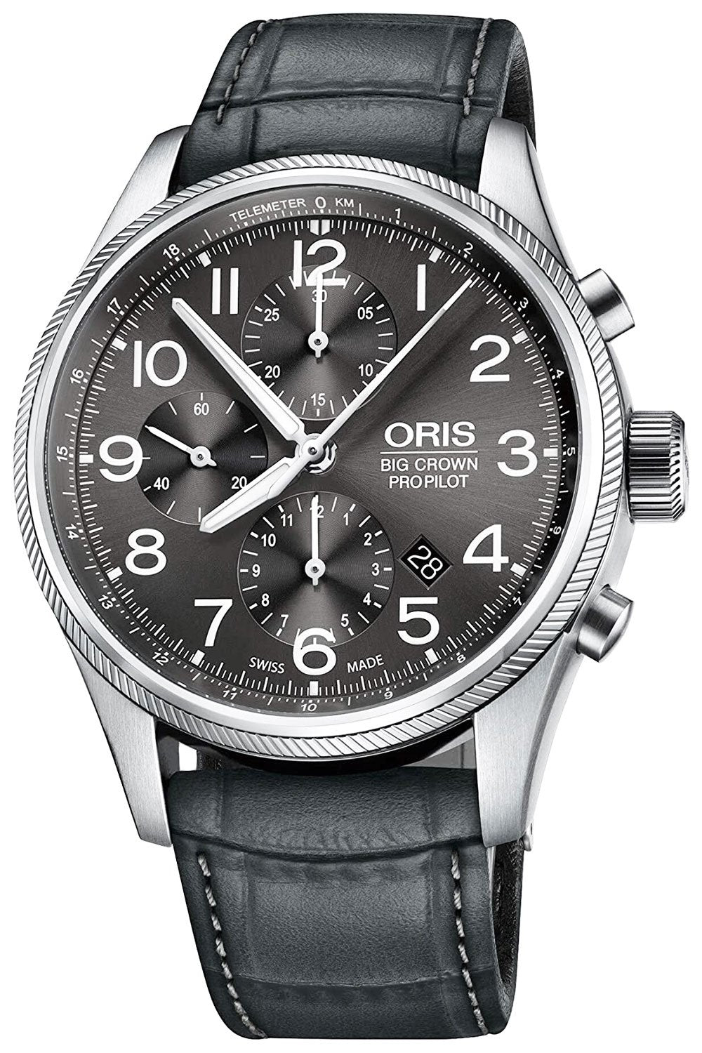 Watches - Mens-Oris-774 7699 4063-LS-12-hour display, 40 - 45 mm, Big Crown ProPilot, chronograph, date, gray, leather, mens, menswatches, new arrivals, Oris, round, seconds sub-dial, stainless steel case, swiss automatic, watches-Watches & Beyond