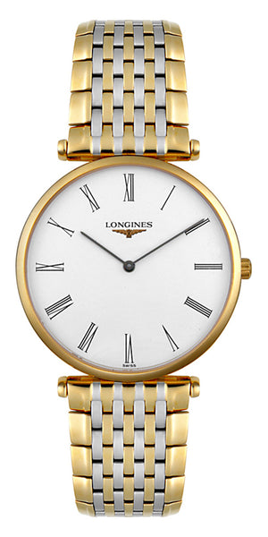 Watches - Mens-Longines-L47092117-30 - 35 mm, Longines, mens, menswatches, round, swiss quartz, two-tone band, watches, white, yellow gold plated, yellow gold plated band-Watches & Beyond