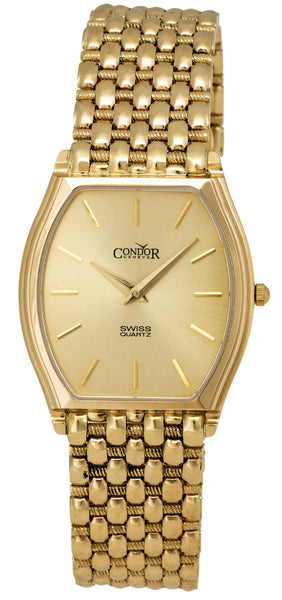 Watches - Mens-Condor-GS21003-30 - 35 mm, Condor, gold-tone, mens, menswatches, swiss quartz, watches, yellow gold band, yellow gold case-Watches & Beyond