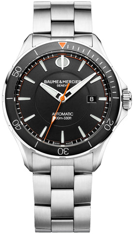 Watches - Mens-Baume & Mercier-M0A10340-40 - 45 mm, baume & mercier, black, clifton, date, mens, menswatches, new arrivals, round, stainless steel band, stainless steel case, swiss automatic, watches-Watches & Beyond
