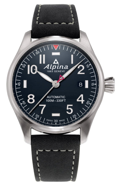 Watches - Mens-Alpina-AL-525NN3S6-35 - 40 mm, 40 - 45 mm, Alpina, blue, date, leather, mens, menswatches, new arrivals, round, stainless steel case, Startimer Pilot, swiss automatic, watches-Watches & Beyond