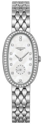 Watches - Womens-Longines-L23060876-20 - 25 mm, diamonds / gems, Longines, mother-of-pearl, new arrivals, seconds sub-dial, stainless steel band, stainless steel case, swiss quartz, Symphonette, watches, white, womens, womenswatches-Watches & Beyond