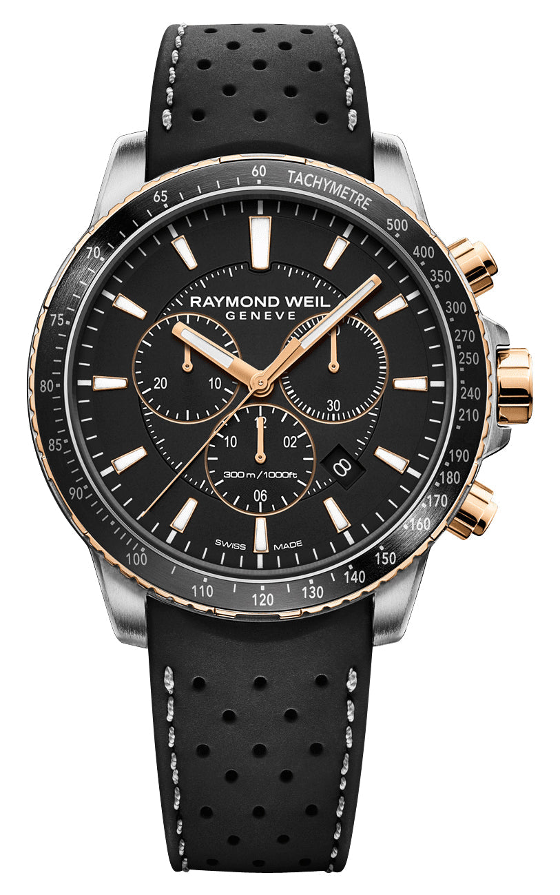 update alt-text with template Watches - Mens-Raymond Weil-8570-R51-20001-12-hour display, 40 - 45 mm, black, chronograph, date, divers, mens, menswatches, new arrivals, Raymond Weil, round, rpSKU_8560-ST-00206, rpSKU_8560-ST-00606, rpSKU_8570-SP5-20001, rpSKU_8570-SR2-05207, rpSKU_8570-ST2-05207, rubber, seconds sub-dial, stainless steel case, swiss quartz, Tachymeter, Tango, two-tone case, watches-Watches & Beyond
