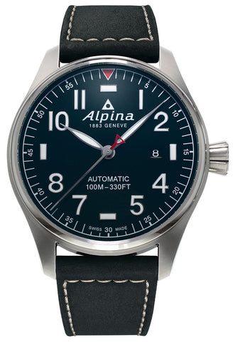 Watches - Mens-Alpina-AL-525NN4S6-40 - 45 mm, Alpina, blue, date, leather, mens, menswatches, new arrivals, round, stainless steel case, Startimer Pilot, swiss automatic, watches-Watches & Beyond