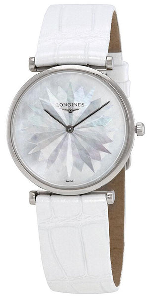 Watches - Womens-Longines-L45124052-25 - 30 mm, La Grande Classique, leather, Longines, mother-of-pearl, new arrivals, round, stainless steel case, swiss quartz, watches, white, womens, womenswatches-Watches & Beyond