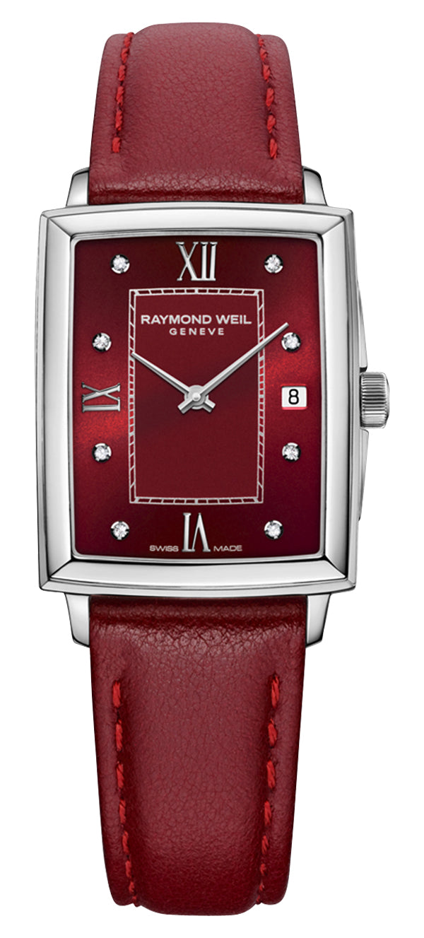 update alt-text with template Watches - Womens-Raymond Weil-5925-STC-00451-25 - 30 mm, burgundy, date, diamonds / gems, leather, new arrivals, Raymond Weil, rectangle, red, rpSKU_5925-SC5-00995, rpSKU_5925-STC-00521, rpSKU_L52585877, rpSKU_L61400132, rpSKU_L61404576, stainless steel case, swiss quartz, Toccata, watches, womens, womenswatches-Watches & Beyond
