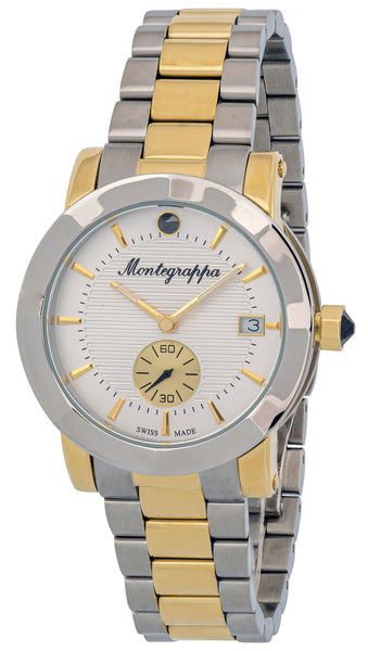 Watches - Womens-Montegrappa-IDLNWA18_Y-35 - 40 mm, date, Montegrappa, Nerouno, round, seconds sub-dial, silver-tone, stainless steel band, stainless steel case, two-tone band, two-tone case, watches, womens, womenswatches, yellow gold plated-Watches & Beyond