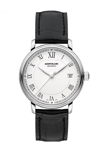 update alt-text with template Watches - Mens-Montblanc-112609-35 - 40 mm, 40 - 45 mm, date, leather, mens, menswatches, Montblanc, round, stainless steel case, swiss automatic, Tradition, watches, white-Watches & Beyond