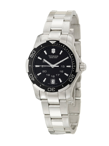 Watches - Womens-Victorinox Swiss Army-241305-30 - 35 mm, Alliance, black, date, Mother's Day, round, stainless steel band, stainless steel case, swiss quartz, uni-directional rotating bezel, Victorinox Swiss Army, watches, womens, womenswatches-Watches & Beyond