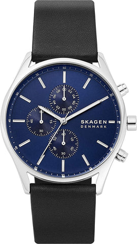 Watches - Mens-Skagen-SKW6606-40 - 45 mm, blue, chronograph, Holst, leather, mens, menswatches, new arrivals, quartz, round, Skagen, stainless steel case, watches-Watches & Beyond