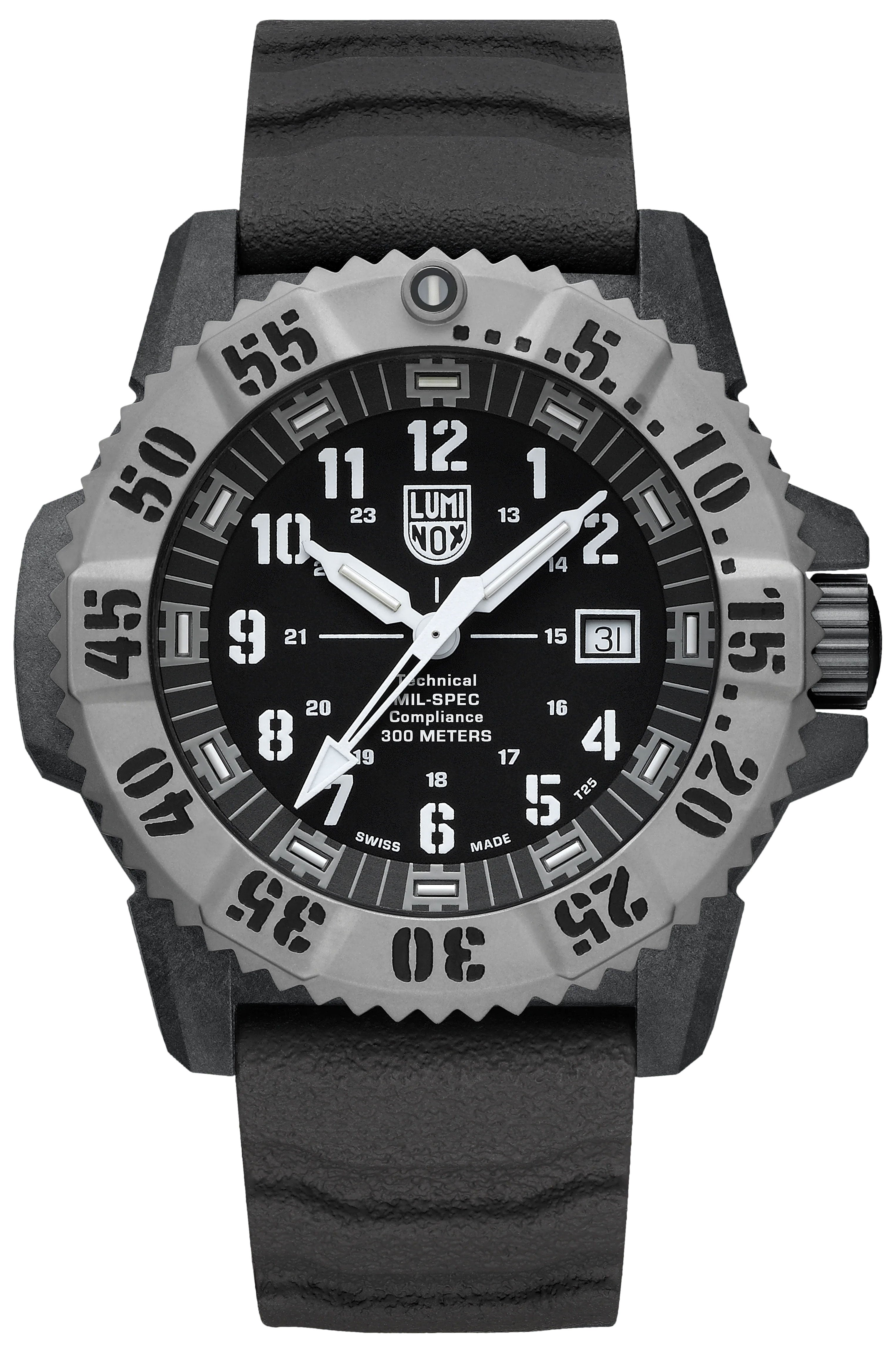 update alt-text with template Watches - Mens-Luminox-XL.3351.1.SET-black, date, Luminox, mens, menswatches, round, rubber, stainless steel case, swiss quartz, watches-Watches & Beyond