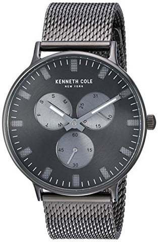 Misc.-Kenneth Cole-KC14946015-40 - 45 mm, black PVD band, date, day, gray, gunmetal PVD case, Kenneth Cole, mens, menswatches, quartz, round, seconds sub-dial, watches-Watches & Beyond
